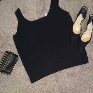 Elegant, Black, Cashmere Tank Top, Size XL, Vintage